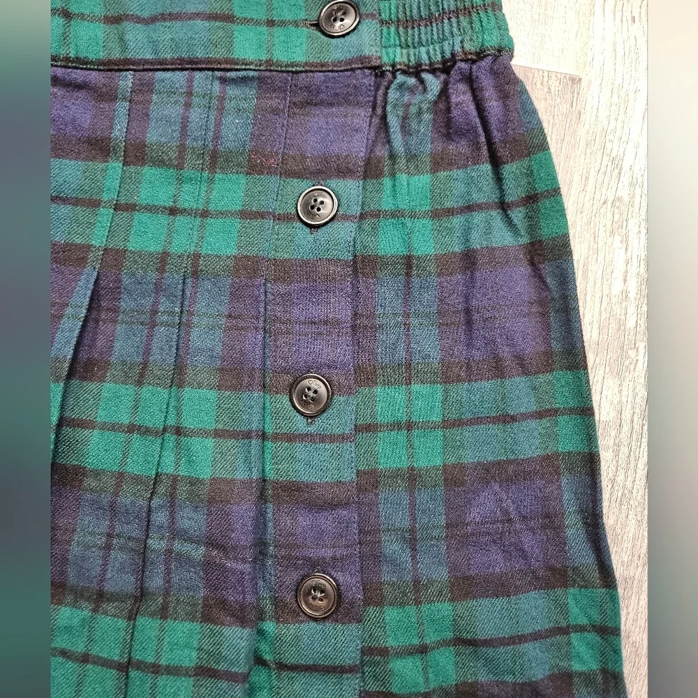 Gap Teen Size 12 Tartan Plaid Pleated Skirt Green And Navy Blue NEW With Tags